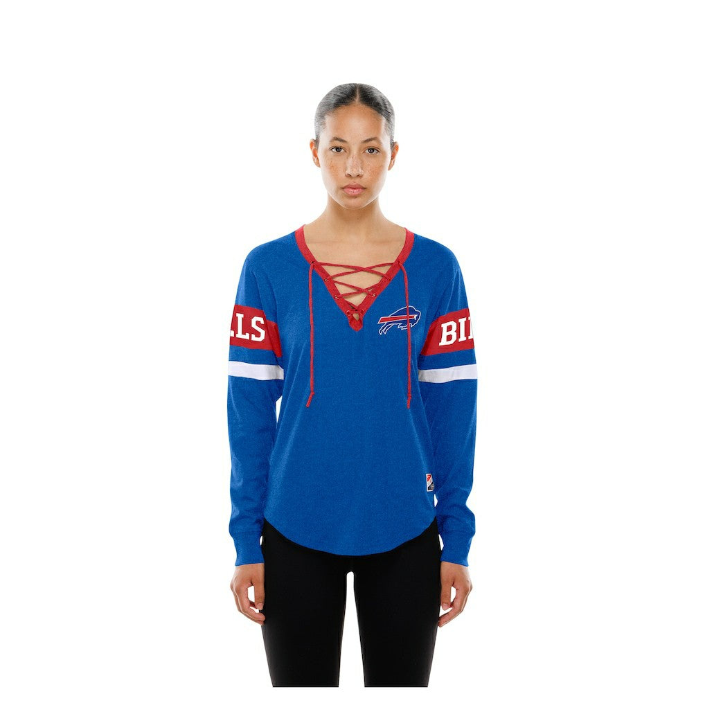 Buffalo Bills New Era Women's Throwback Lace-Up Long-Sleeve T-Shirt Royal