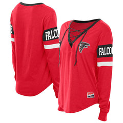 Atlanta Falcons New Era Women's Throwback Lace-Up Long-Sleeve T-Shirt Red