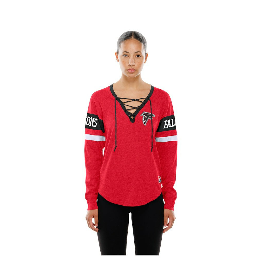Atlanta Falcons New Era Women's Throwback Lace-Up Long-Sleeve T-Shirt Red