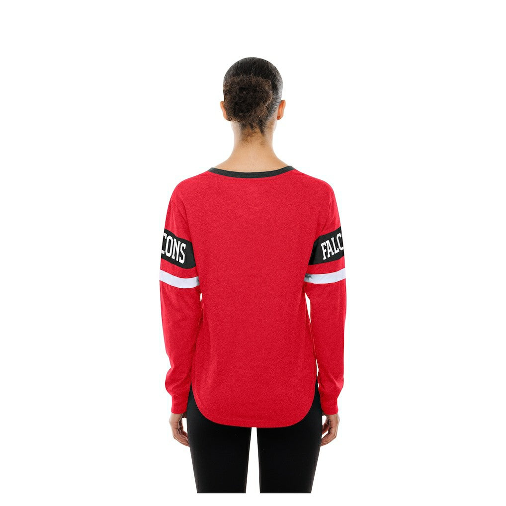 Atlanta Falcons New Era Women's Throwback Lace-Up Long-Sleeve T-Shirt Red