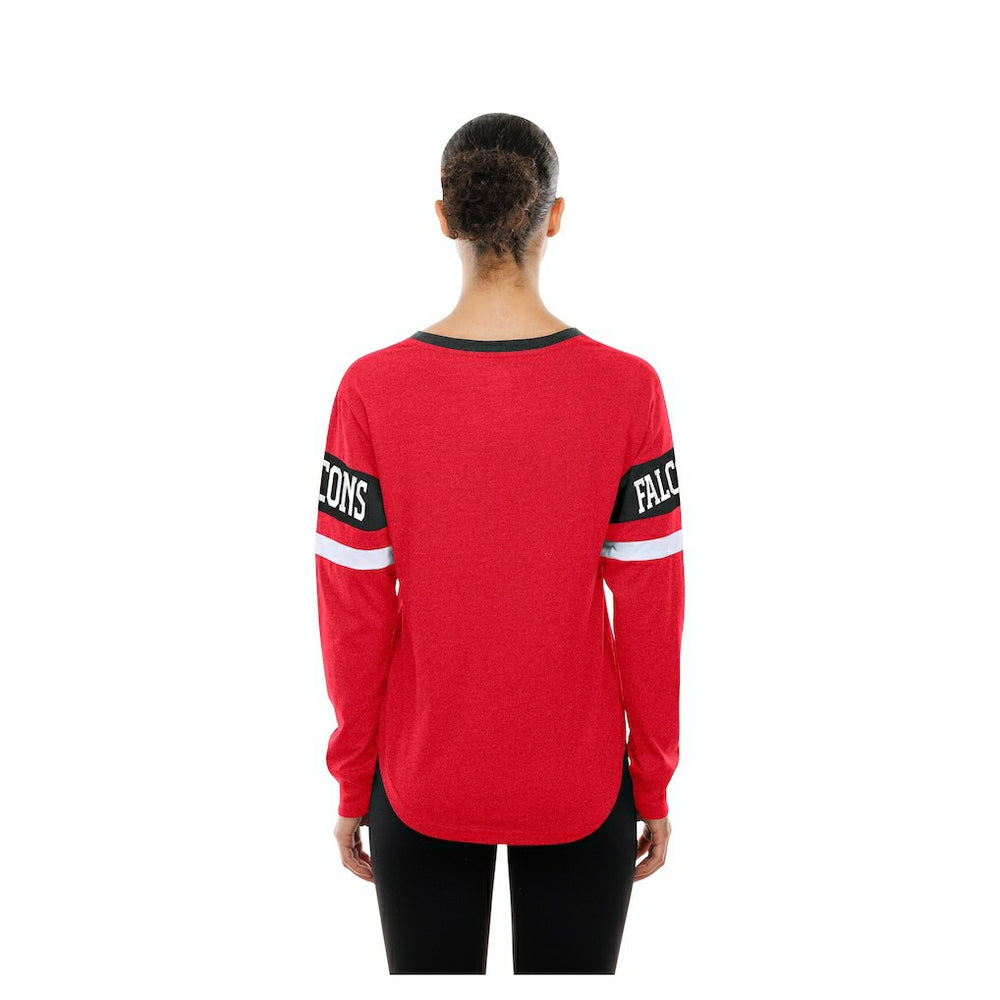 Atlanta Falcons New Era Women's Throwback Lace-Up Long-Sleeve T-Shirt Red