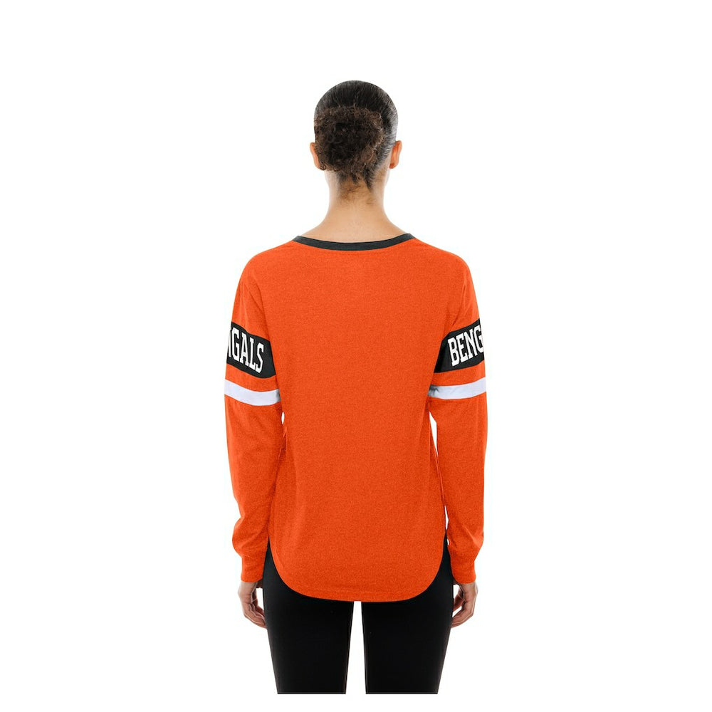 Cincinnati Bengals New Era Women's Throwback Lace-Up Long-Sleeve T-Shirt Orange