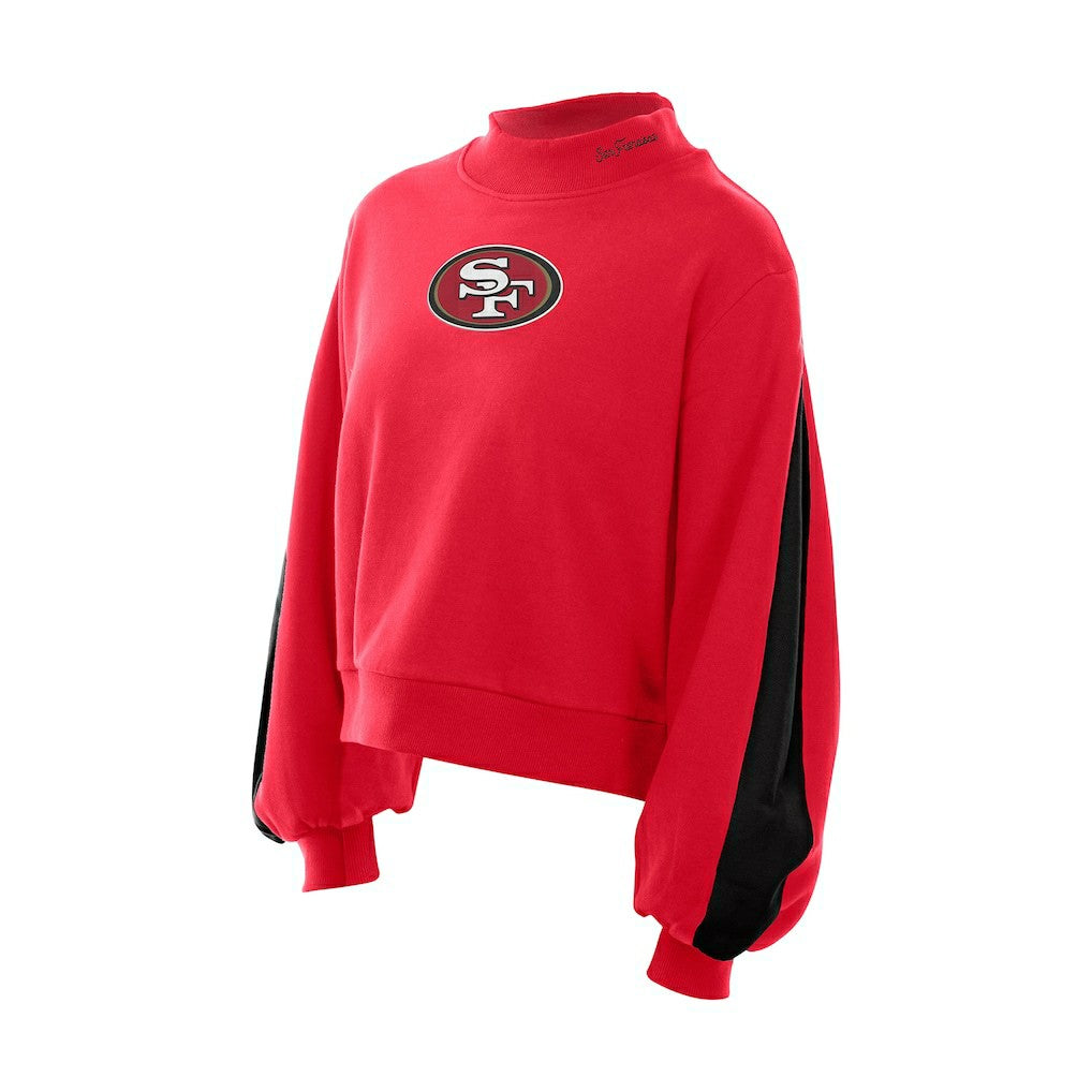 San Francisco 49ers New Era Women's Sport Night Mock Neck Balloon Sleeve Pullover Sweatshirt Scarlet
