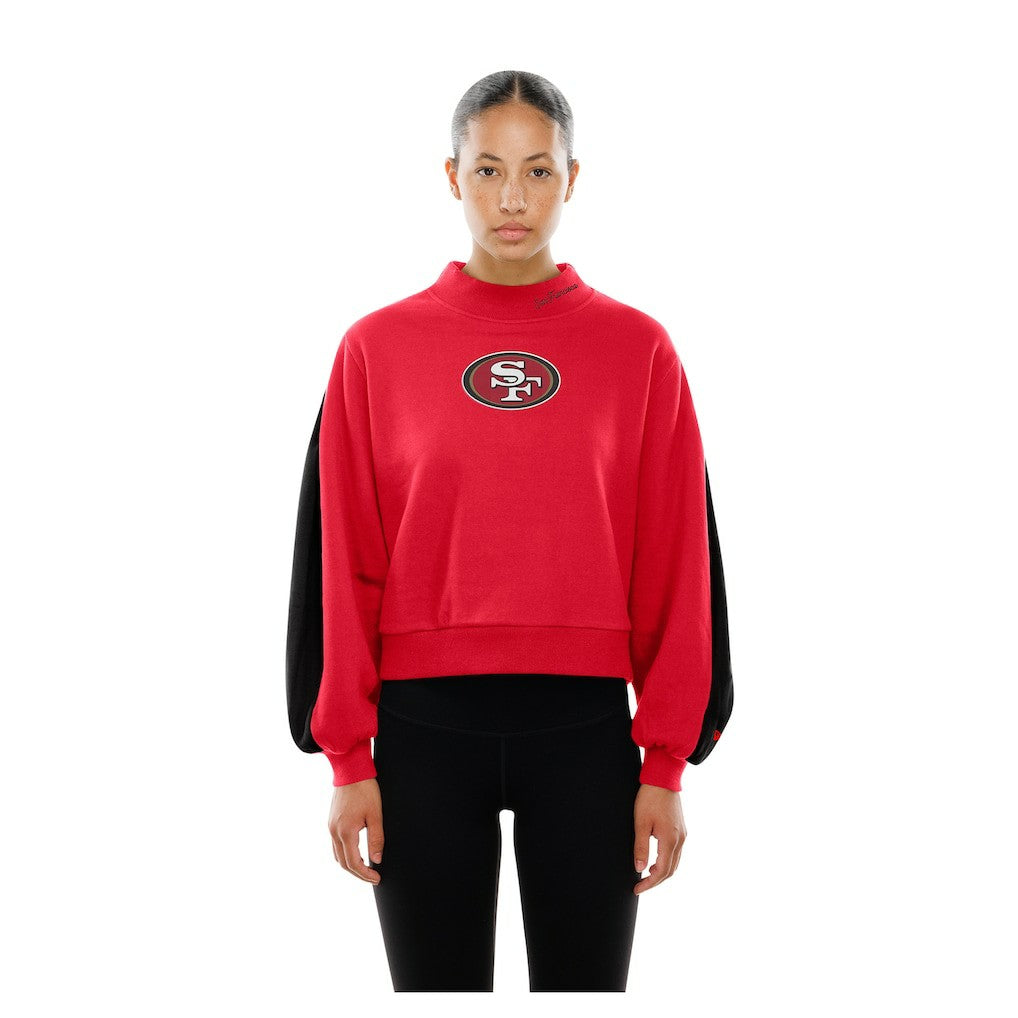 San Francisco 49ers New Era Women's Sport Night Mock Neck Balloon Sleeve Pullover Sweatshirt Scarlet