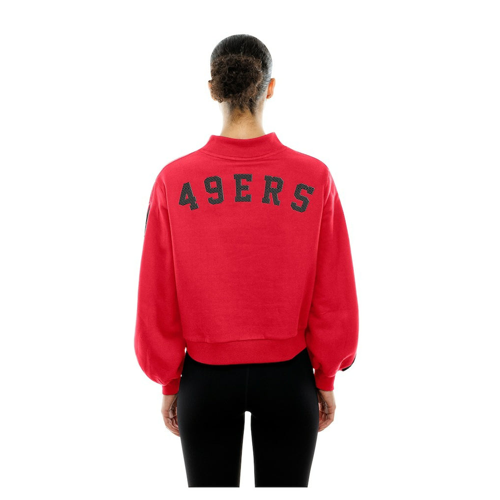 San Francisco 49ers New Era Women's Sport Night Mock Neck Balloon Sleeve Pullover Sweatshirt Scarlet