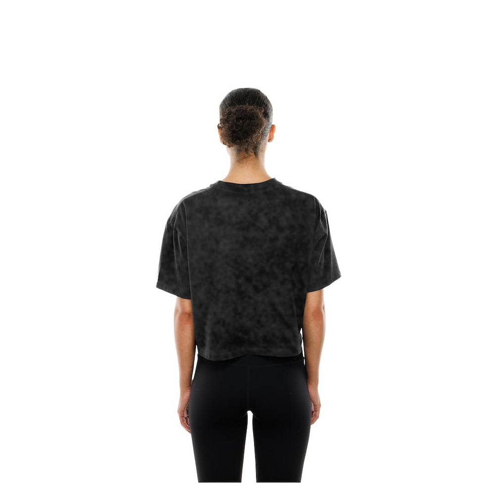 Cleveland Browns New Era Women's Boxy Cropped Sport Night Mineral Wash T-Shirt Black