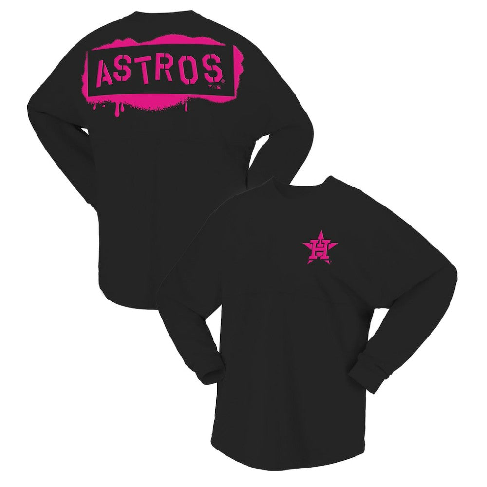 Houston Astros Fanatics Women's Neon Jersey Long Sleeve T-Shirt - Black - Fanatics Sale