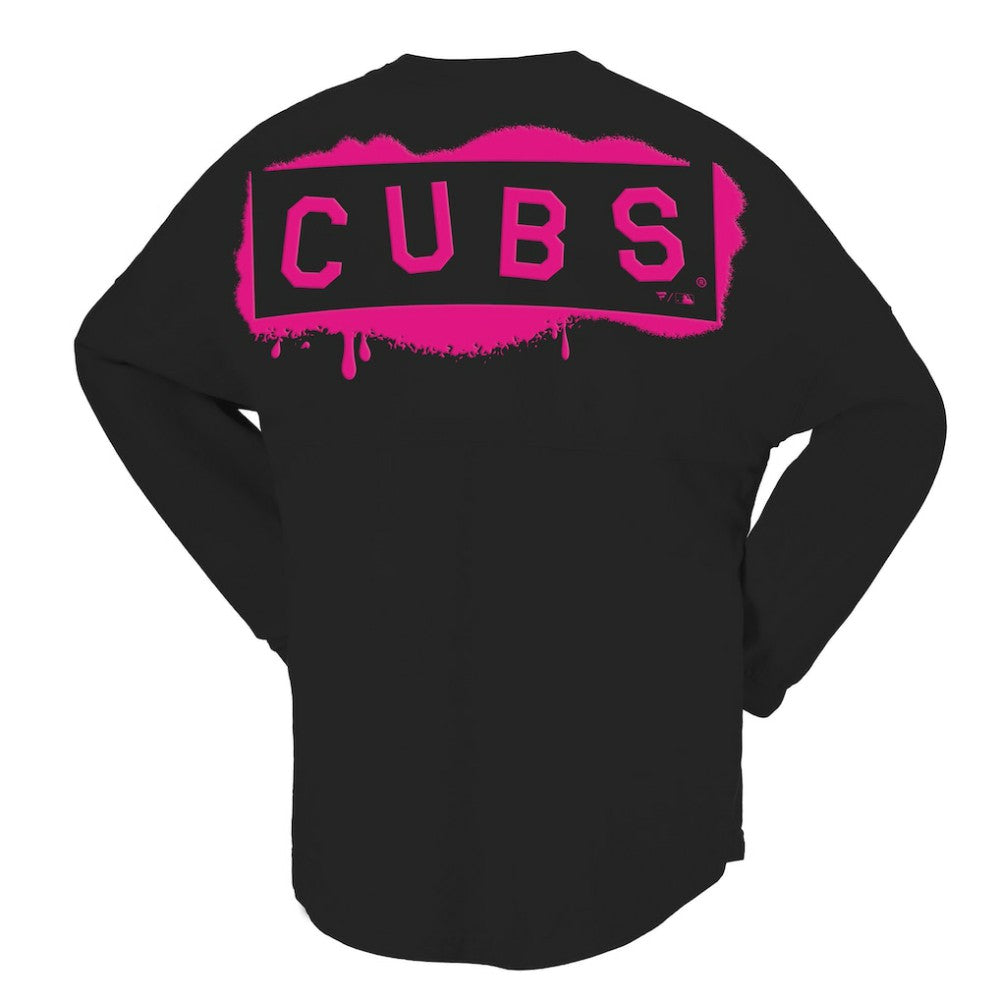 Chicago Cubs Fanatics Women's Neon Jersey Long Sleeve T-Shirt - Black - Fanatics Sale