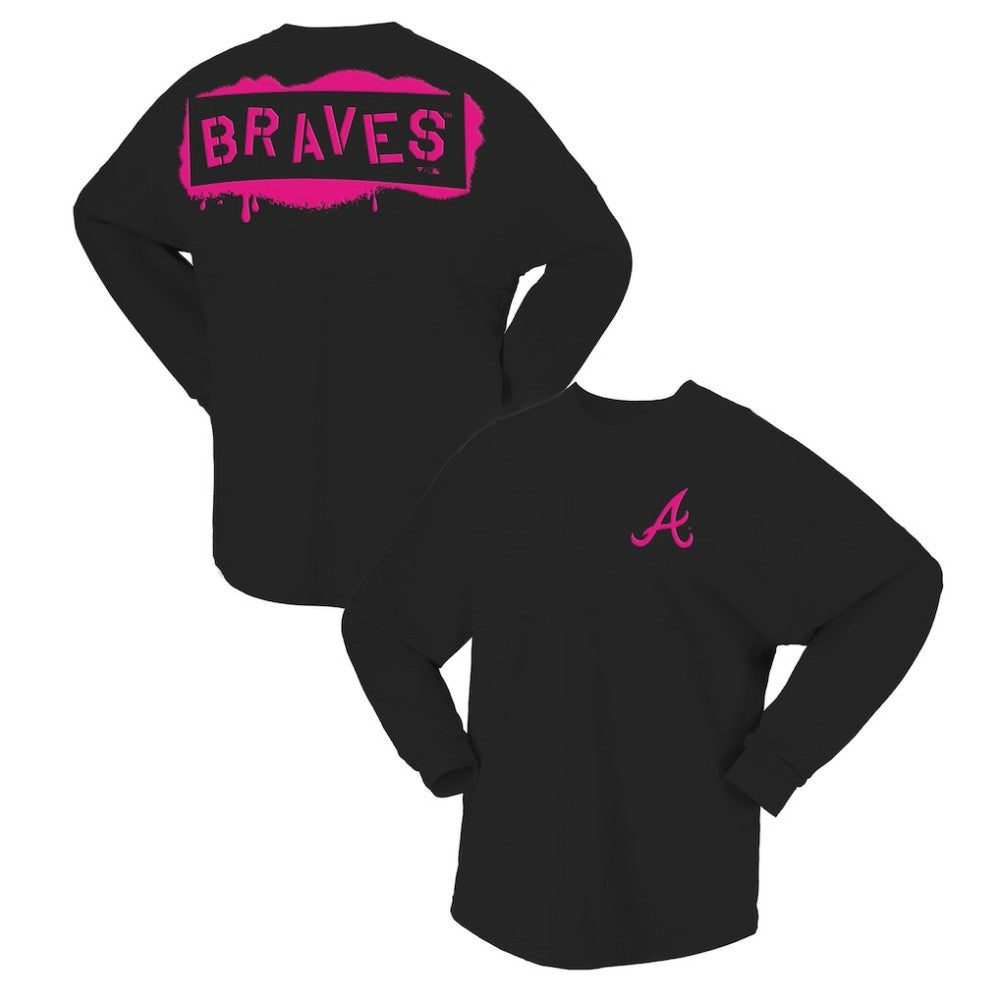 Atlanta Braves Fanatics Women's Neon Jersey Long Sleeve T-Shirt - Black - Fanatics on Sale