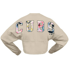 Chicago Cubs Fanatics Women's Floral Preppy Cropped Long Sleeve T-Shirt - Cream - Fanatics Discount