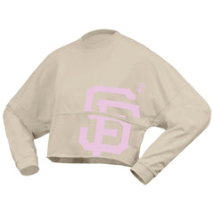 San Francisco Giants Fanatics Women's Floral Preppy Cropped Long Sleeve T-Shirt - Cream - Fanatics Discount