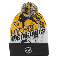 Pittsburgh Penguins Outerstuff Youth New Edge Cuffed Knit Hat with Pom - Black - NHL 202603228