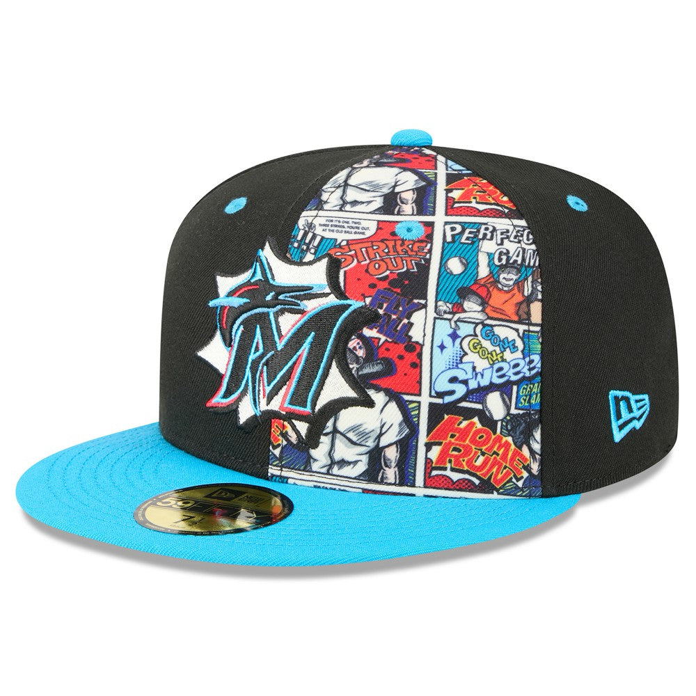 Miami Marlins New Era 2025 MLB Diamond Hero Edition 59FIFTY Fitted Hat - Black/Blue - New Era Lifestyle