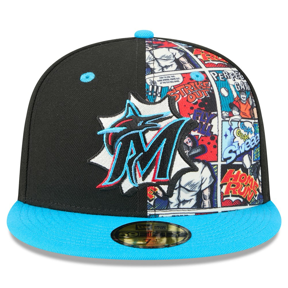 Miami Marlins New Era 2025 MLB Diamond Hero Edition 59FIFTY Fitted Hat - Black/Blue - New Era Lifestyle