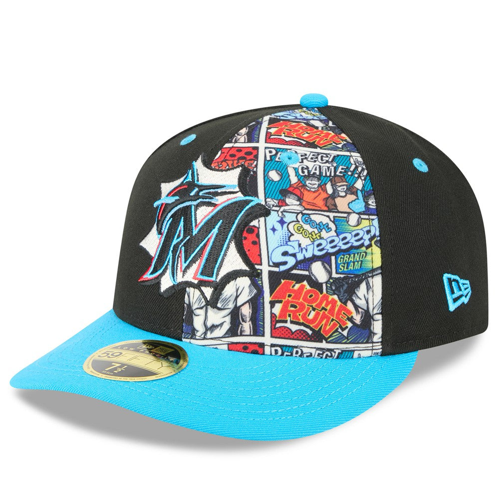 Miami Marlins New Era 2025 MLB Diamond Hero Edition Low Profile 59FIFTY Fitted Hat - Black/Blue - New Era Sale