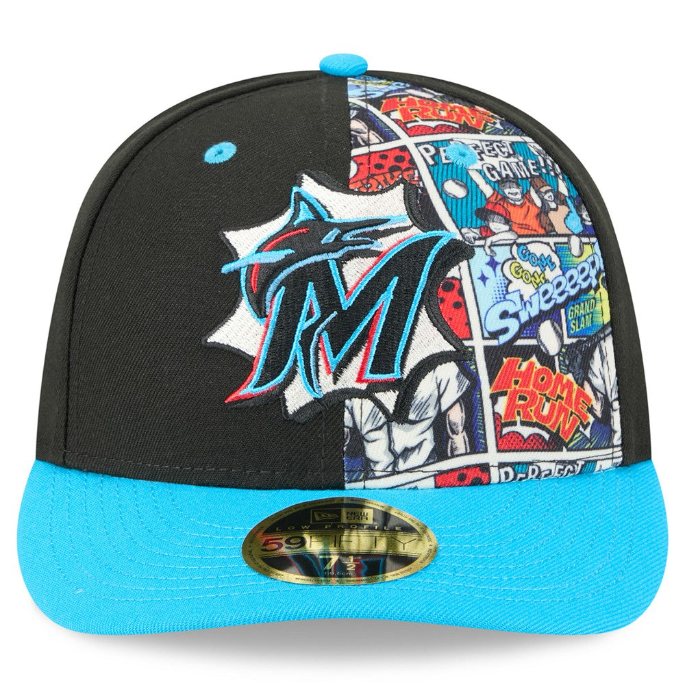 Miami Marlins New Era 2025 MLB Diamond Hero Edition Low Profile 59FIFTY Fitted Hat - Black/Blue - New Era Sale