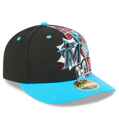 Miami Marlins New Era 2025 MLB Diamond Hero Edition Low Profile 59FIFTY Fitted Hat - Black/Blue - New Era Sale