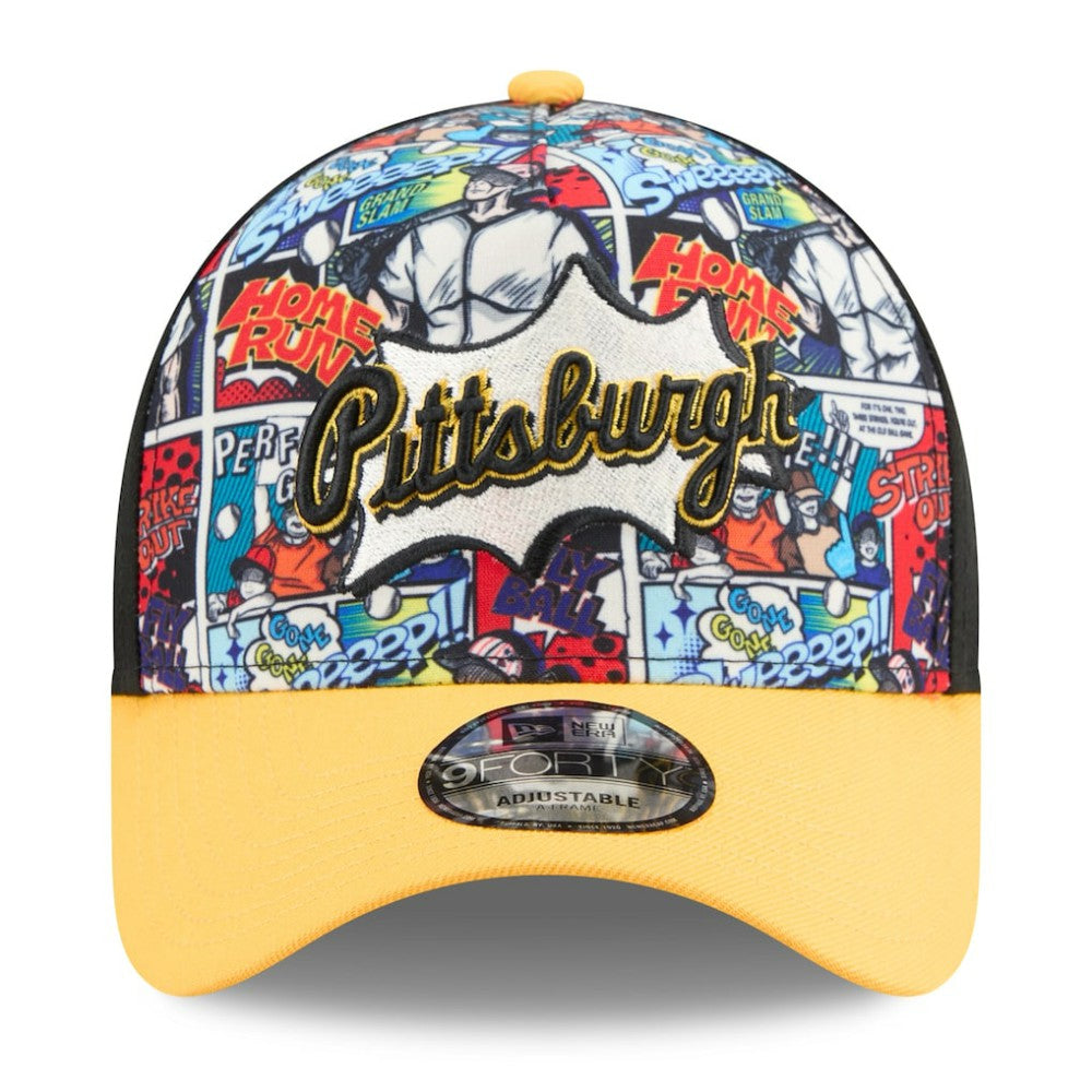 Pittsburgh Pirates New Era Youth 2025 MLB Diamond Hero Edition A-Frame 9FORTY Adjustable Hat - Black/Gold - New Era Sale