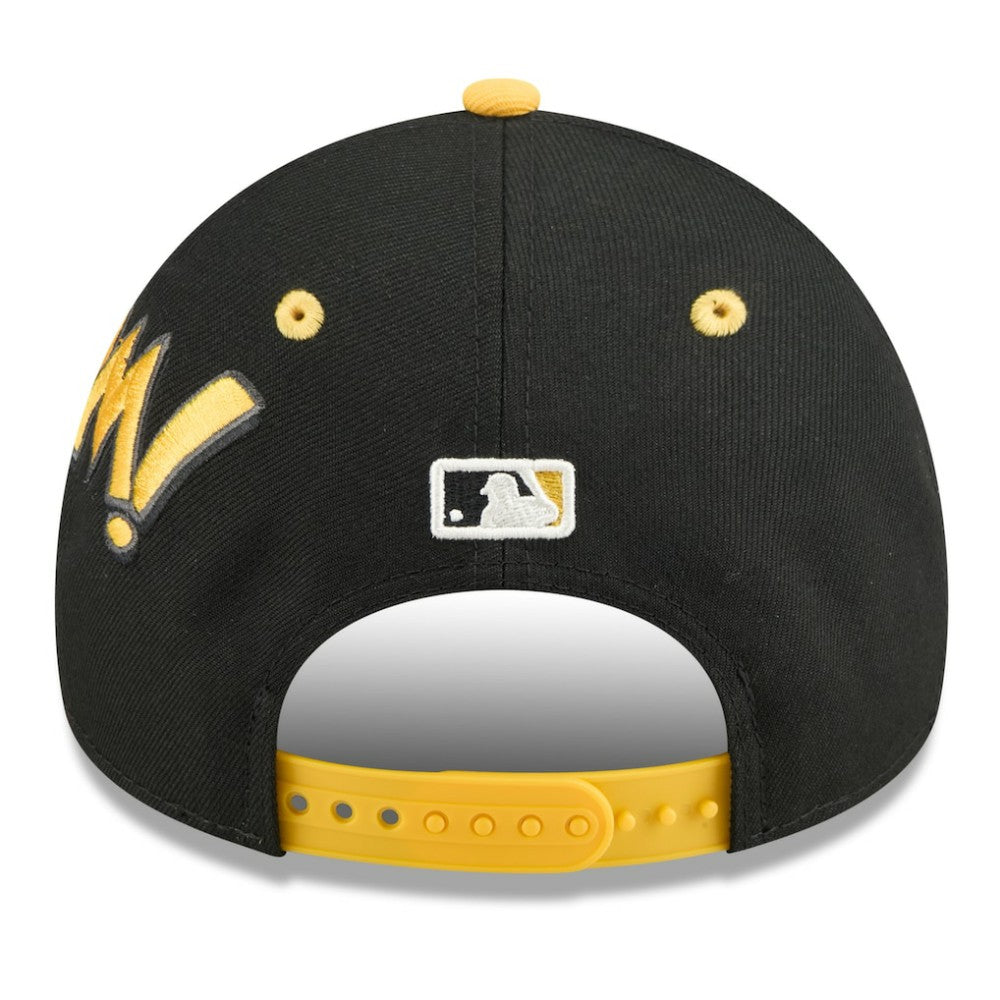 Pittsburgh Pirates New Era Youth 2025 MLB Diamond Hero Edition A-Frame 9FORTY Adjustable Hat - Black/Gold - New Era Sale