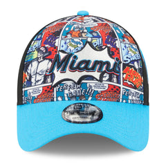 Miami Marlins New Era Youth 2025 MLB Diamond Hero Edition A-Frame 9FORTY Adjustable Hat - Black/Blue - New Era Online