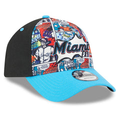 Miami Marlins New Era Youth 2025 MLB Diamond Hero Edition A-Frame 9FORTY Adjustable Hat - Black/Blue - New Era Online