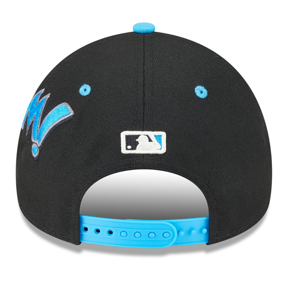 Miami Marlins New Era Youth 2025 MLB Diamond Hero Edition A-Frame 9FORTY Adjustable Hat - Black/Blue - New Era Online