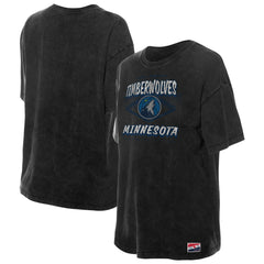 Minnesota Timberwolves Women's Throwback Mineral Wash Oversized T-Shirt Black | New Era outlet