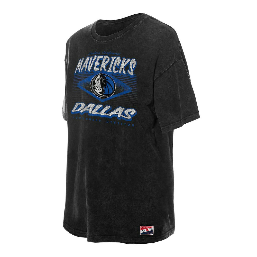 Dallas Mavericks Women's Throwback Mineral Wash Oversized T-Shirt for sale Black | New Era