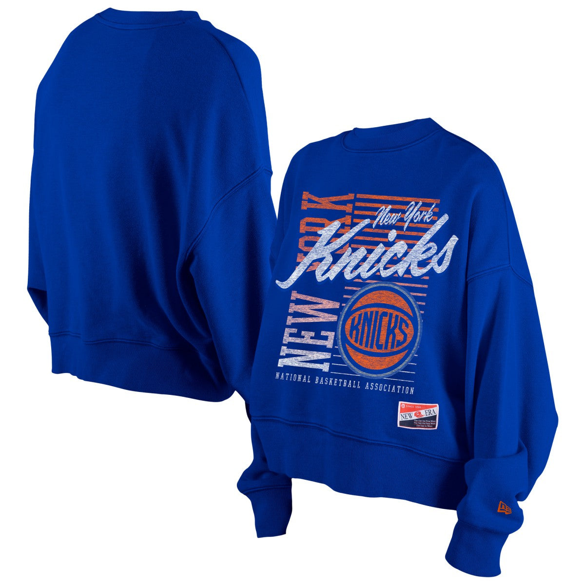 New York Knicks Women's Boxy Throwback Mineral Wash Sweatshirt Blue | New Era for sale