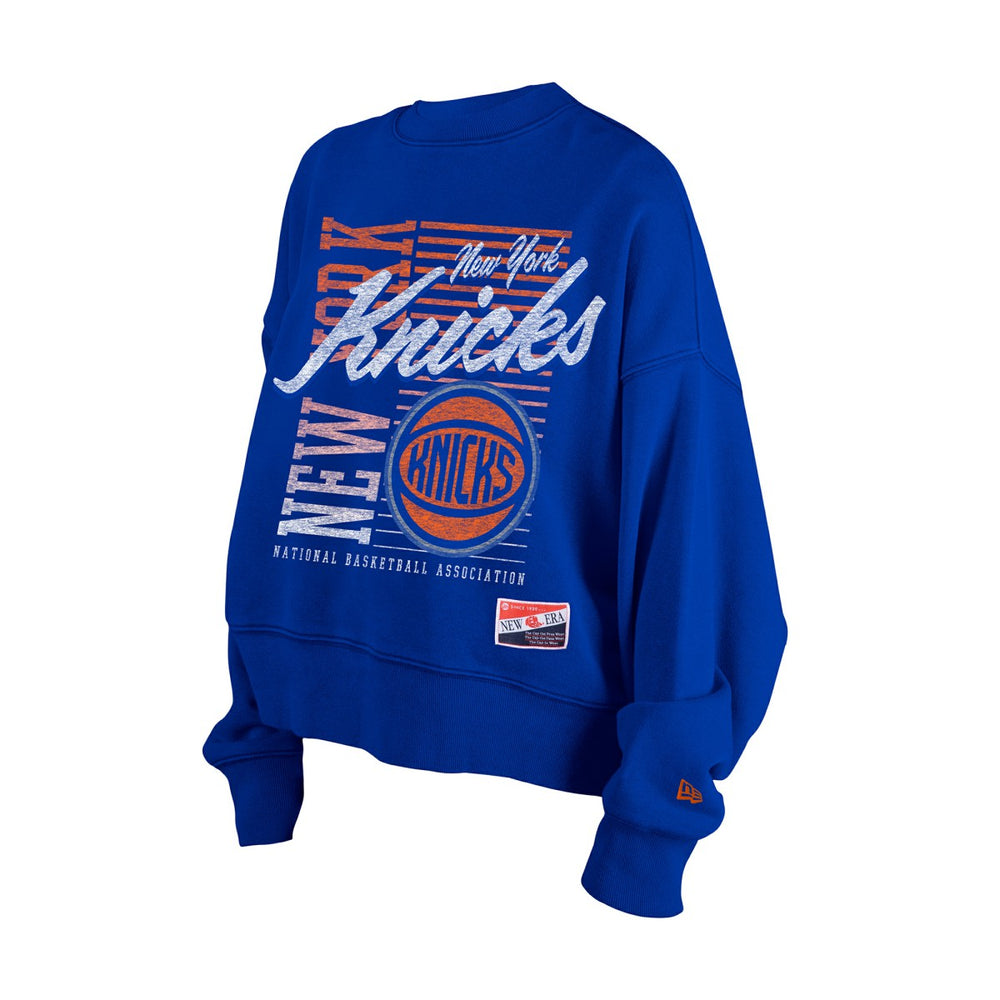 New York Knicks Women's Boxy Throwback Mineral Wash Sweatshirt Blue | New Era for sale