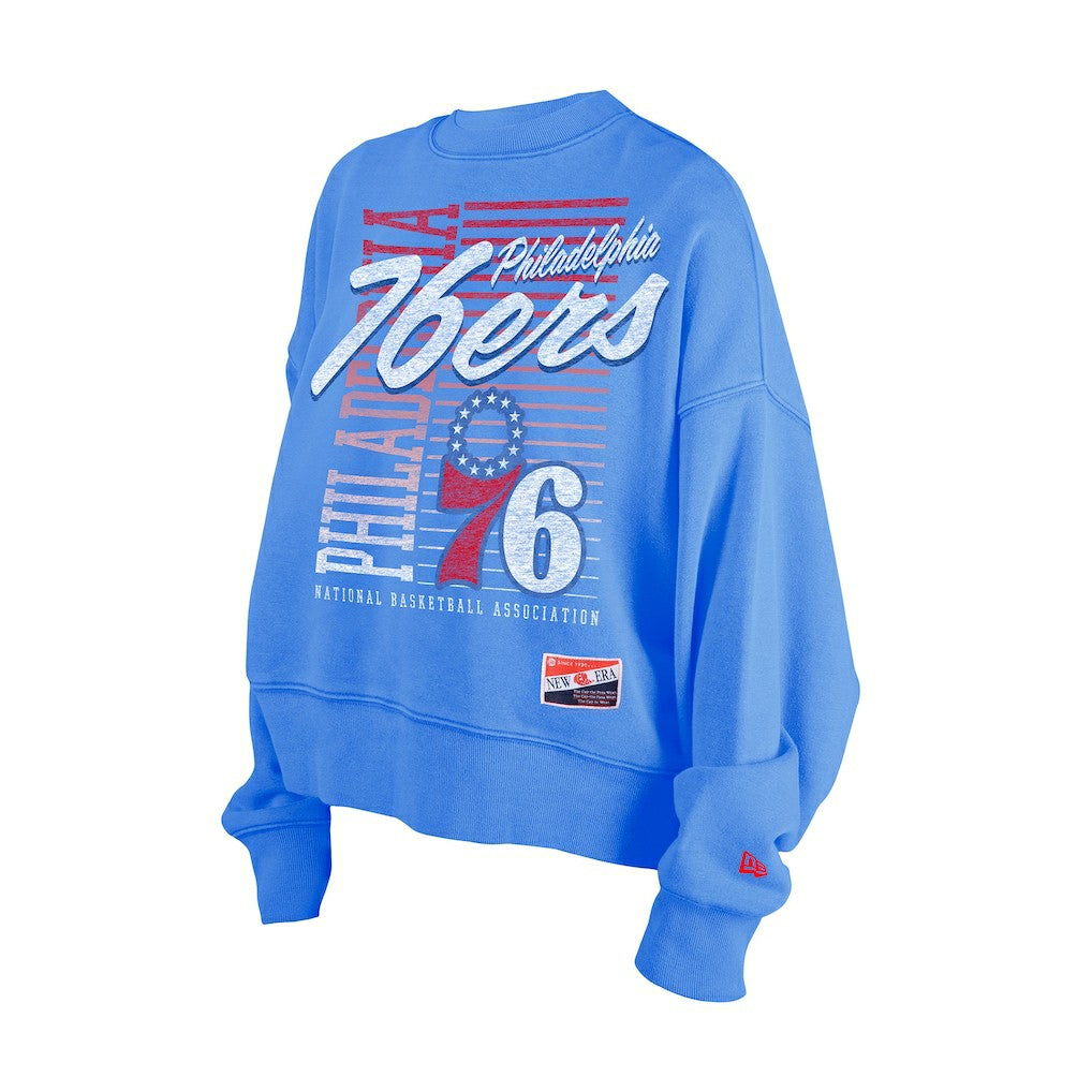 Philadelphia 76ers Women's Boxy Throwback Mineral Wash Sweatshirt Royal | New Era online