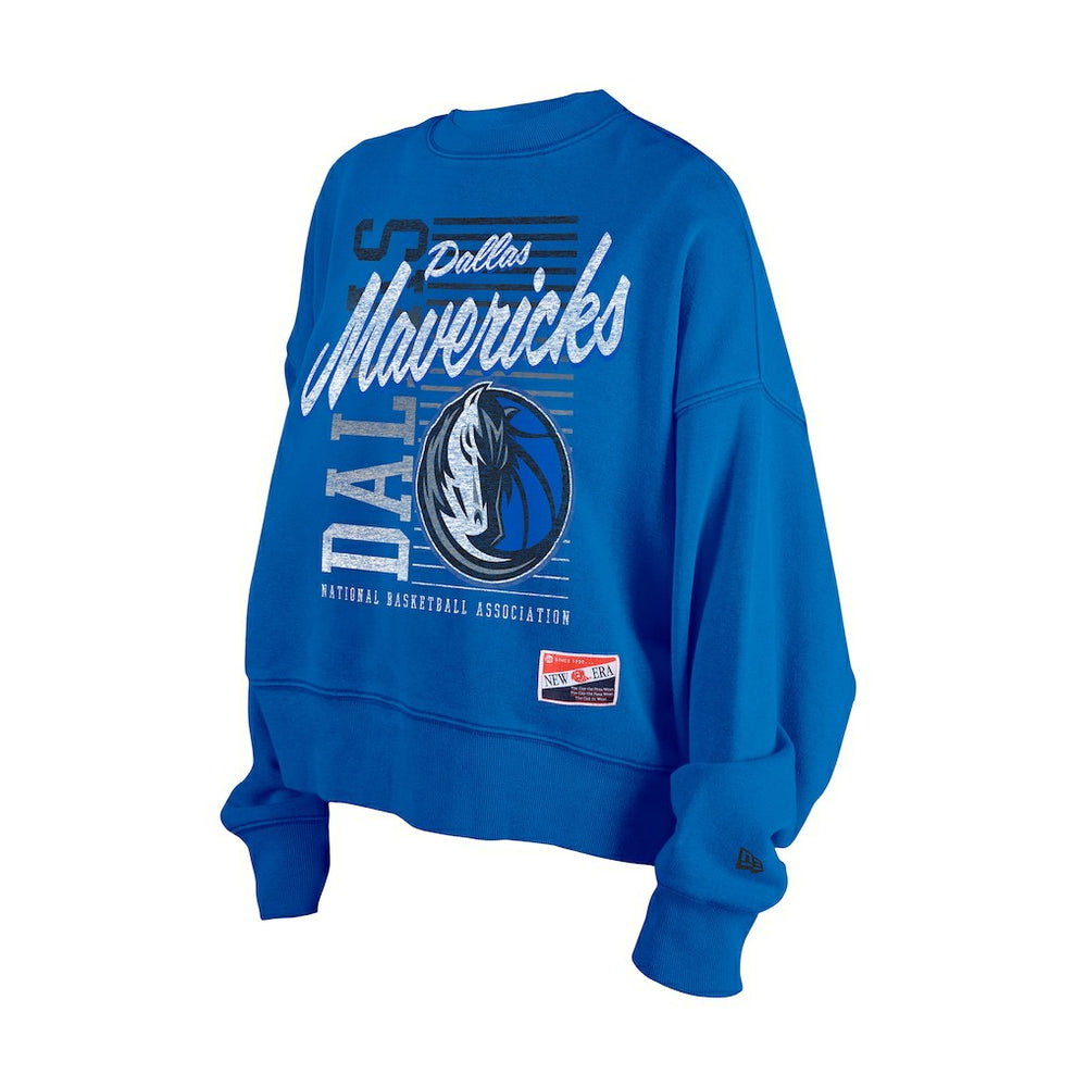 Dallas Mavericks Women's Boxy Throwback Mineral Wash Sweatshirt for sale Blue | New Era for sale