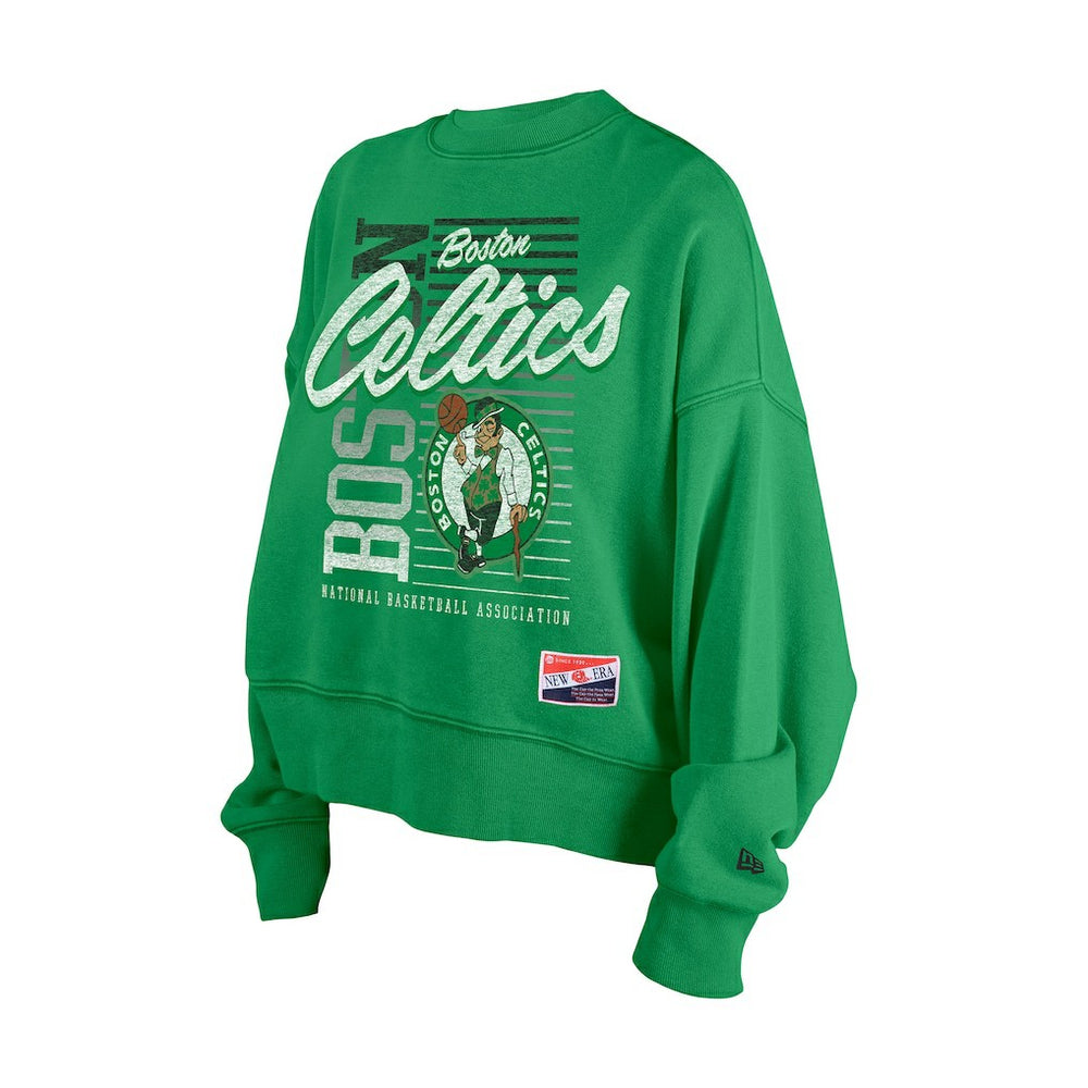 Boston Celtics Women's Boxy Throwback Mineral Wash Sweatshirt Kelly Green | New Era Lifestyle
