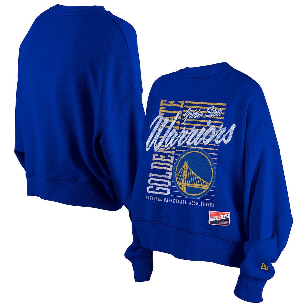 Golden State Warriors Women's Boxy Throwback Mineral Wash Sweatshirt for sale Royal | New Era Near Me