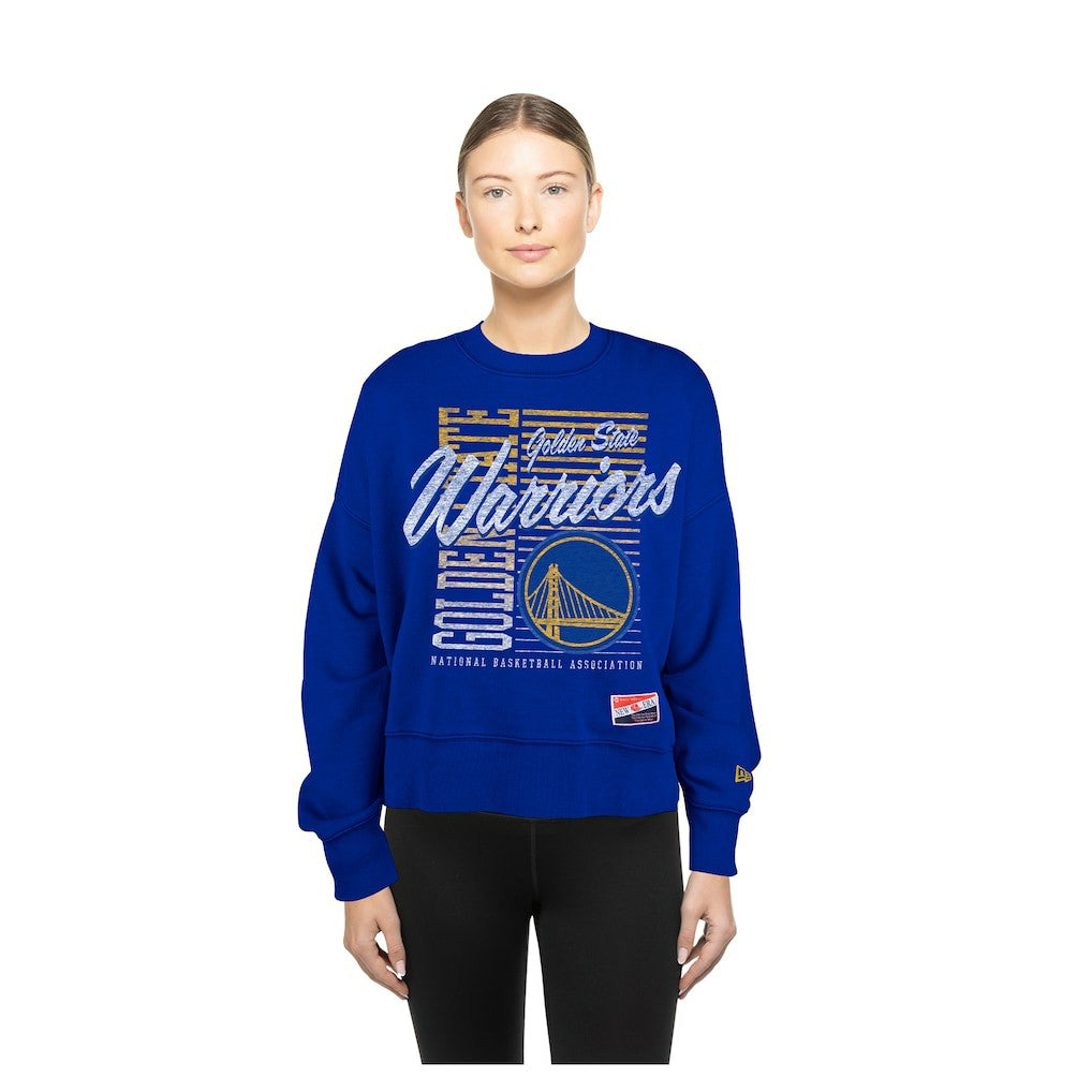 Golden State Warriors Women's Boxy Throwback Mineral Wash Sweatshirt for sale Royal | New Era Near Me