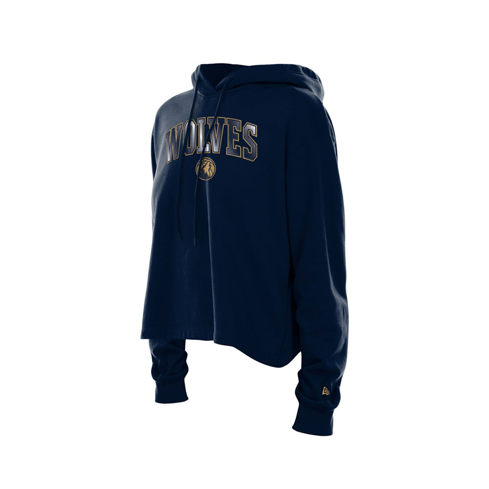 Minnesota Timberwolves Women's Glam Game Open Back Hoodie Navy | New Era US