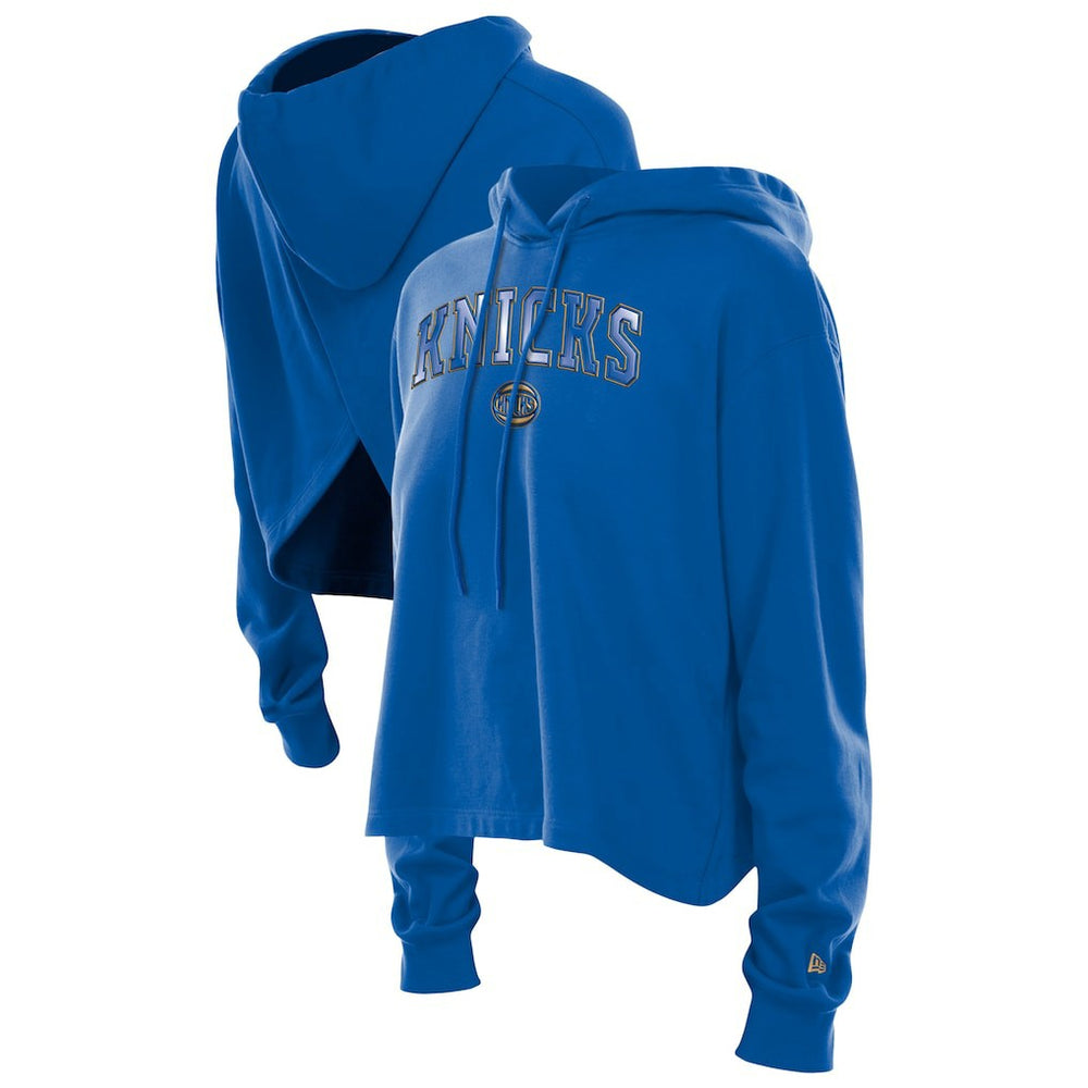New York Knicks Women's Glam Game Open Back Hoodie Blue | New Era Lifestyle