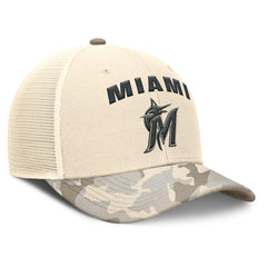 Miami Marlins Nike Camo Natural Pack Rise Adjustable Trucker Hat - Natural - Nike Sale