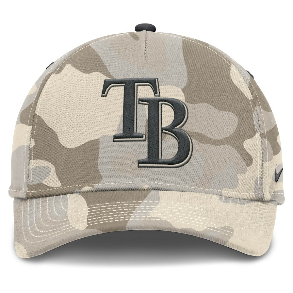 Tampa Bay Rays Nike Camo Pack Rise Adjustable Hat - Natural - Nike Lifestyle