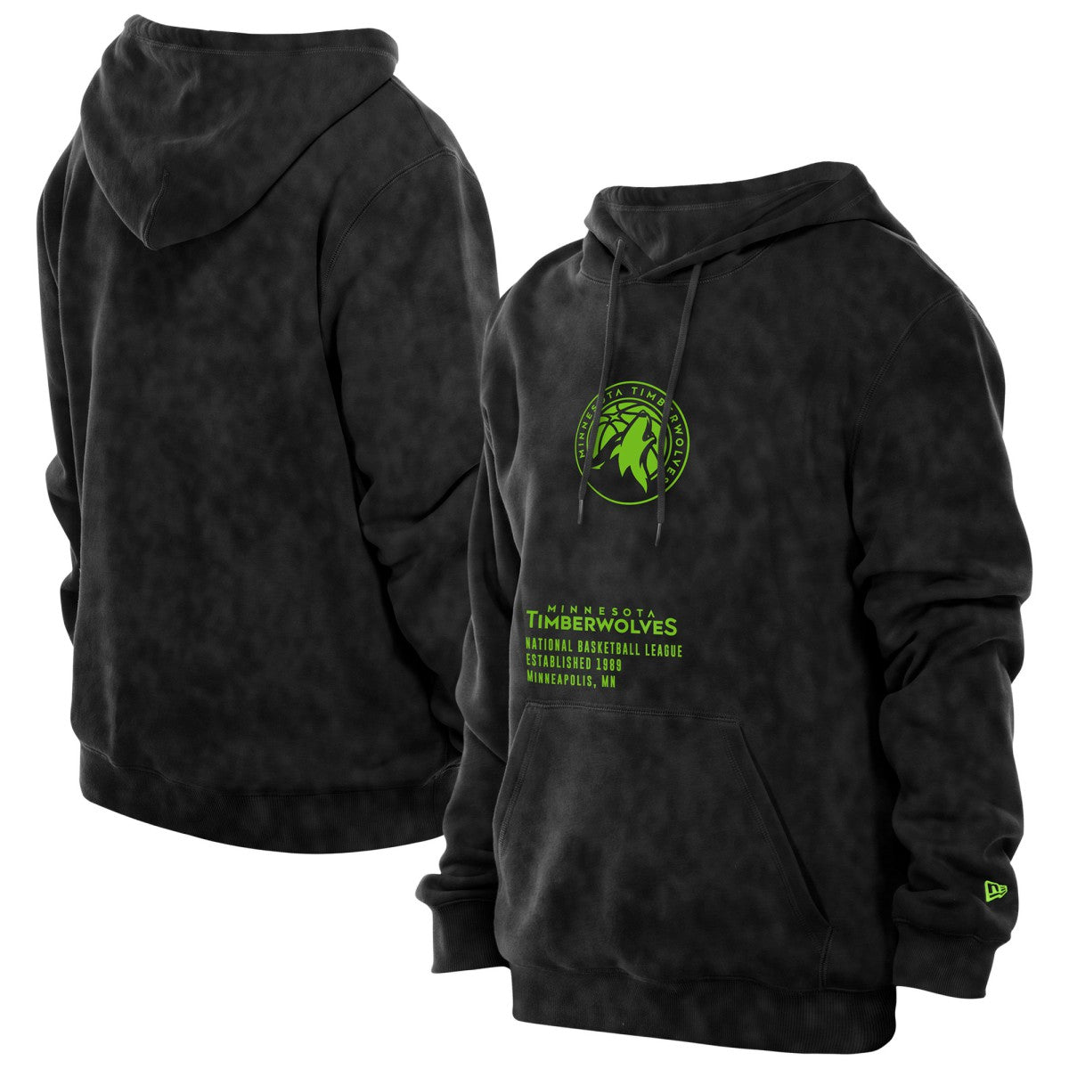 Minnesota Timberwolves Sport Night Mineral Wash Pullover Hoodie Black | New Era US