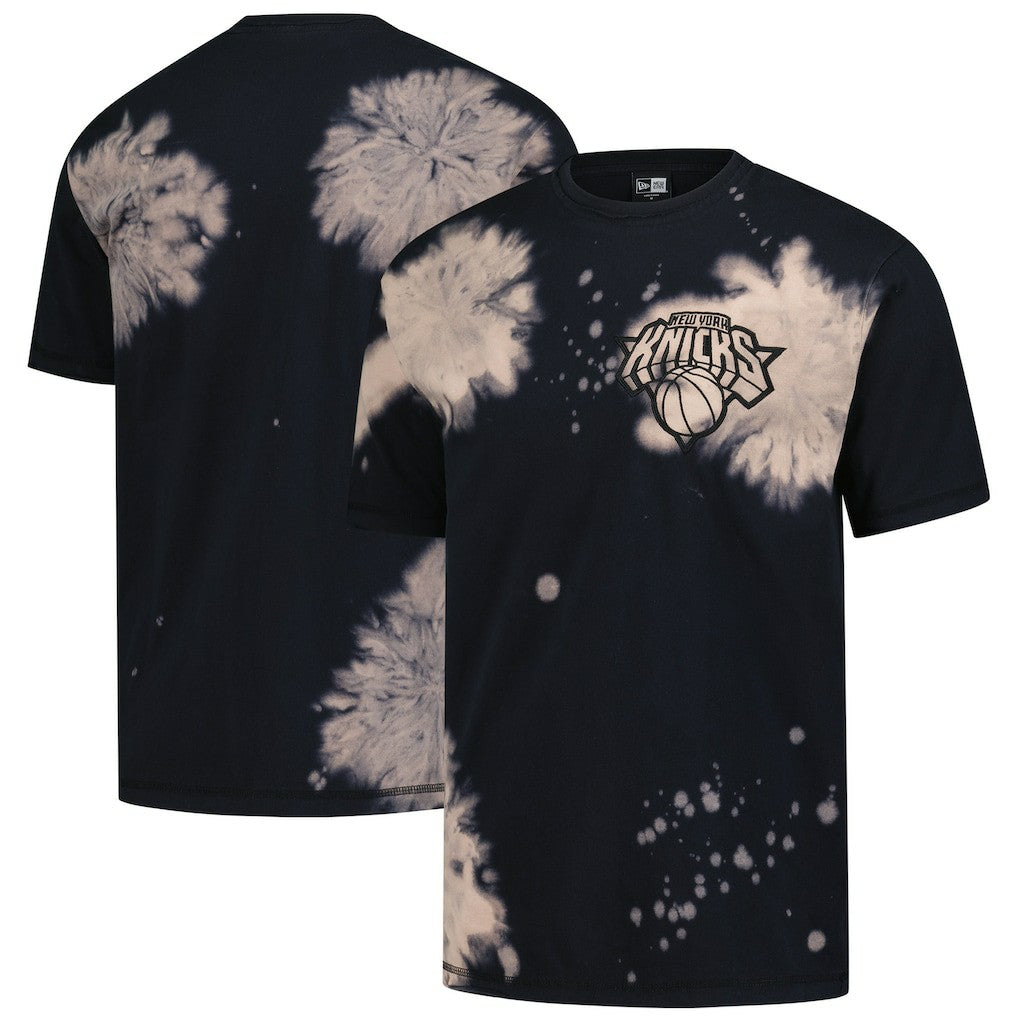 New York Knicks Injection Bleached Out Raw Edge Oversized T-Shirt Black | New Era online