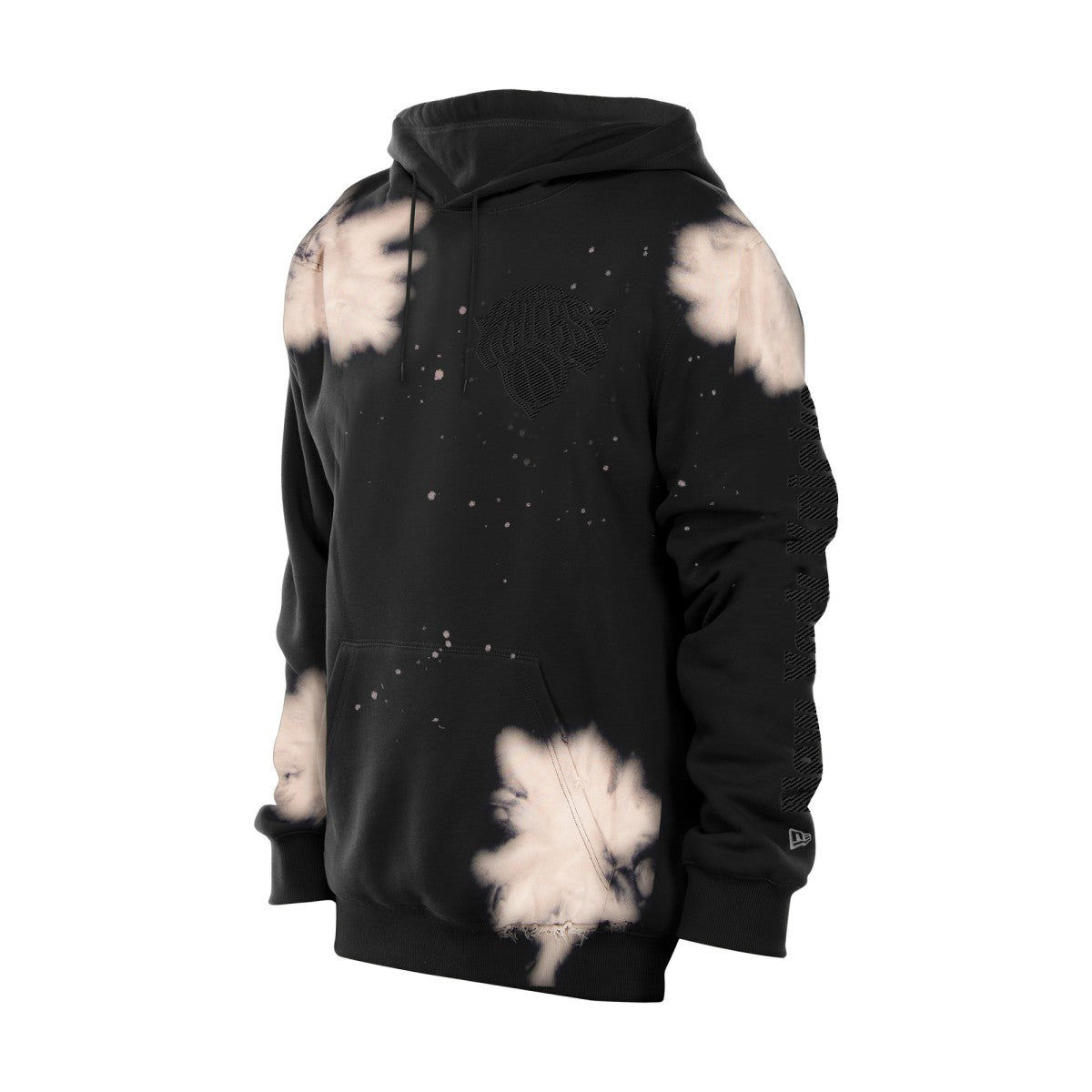 New York Knicks Injection Bleached Out Raw Edge Hoodie Black | New Era