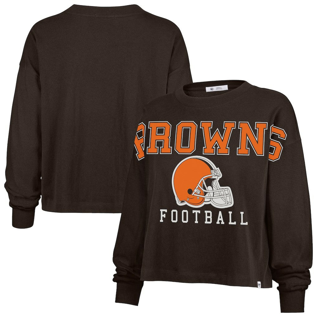 47 brand Cleveland Browns '47 Women's Outreach City Oversized Long Sleeve T-Shirt Brown