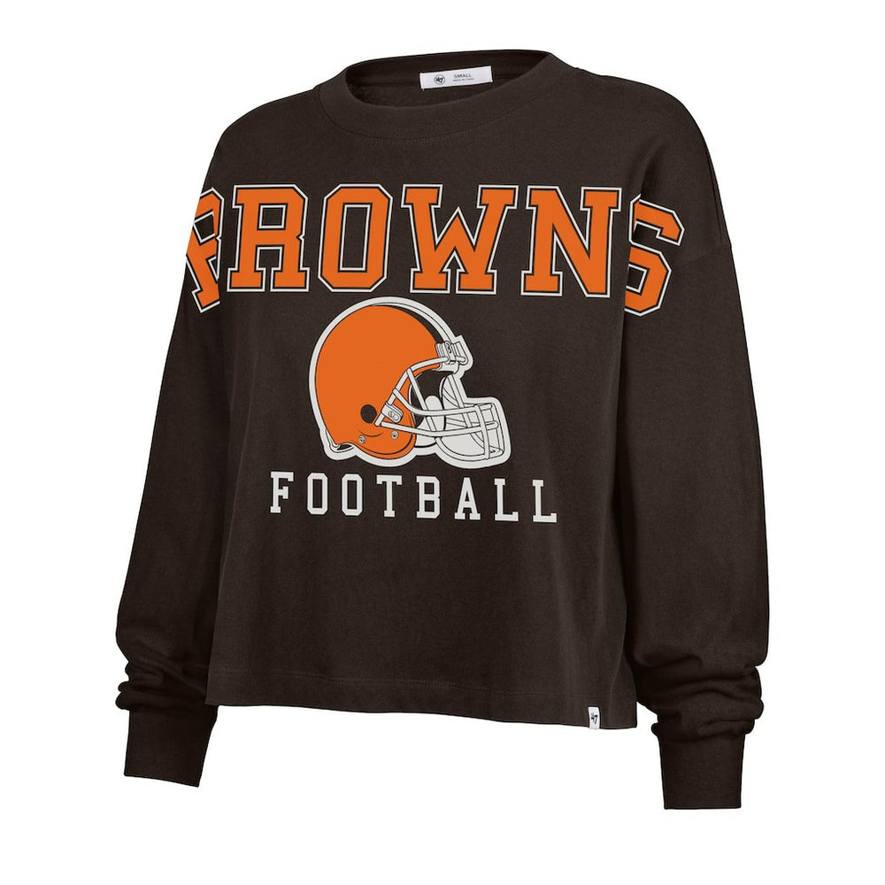 47 brand Cleveland Browns '47 Women's Outreach City Oversized Long Sleeve T-Shirt Brown