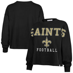 47 brand New Orleans Saints '47 Women's Outreach City Oversized Long Sleeve T-Shirt Black