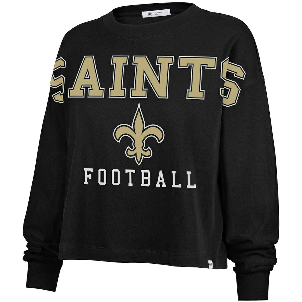 47 brand New Orleans Saints '47 Women's Outreach City Oversized Long Sleeve T-Shirt Black