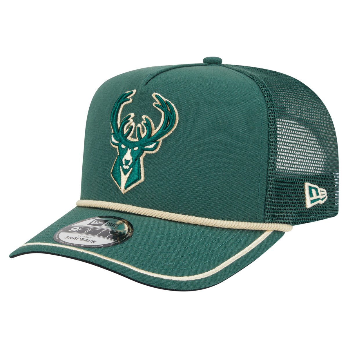 Milwaukee Bucks Vintage Team Rope A-Frame 9FIFTY Snapback Hat Hunter Green | New Era discount