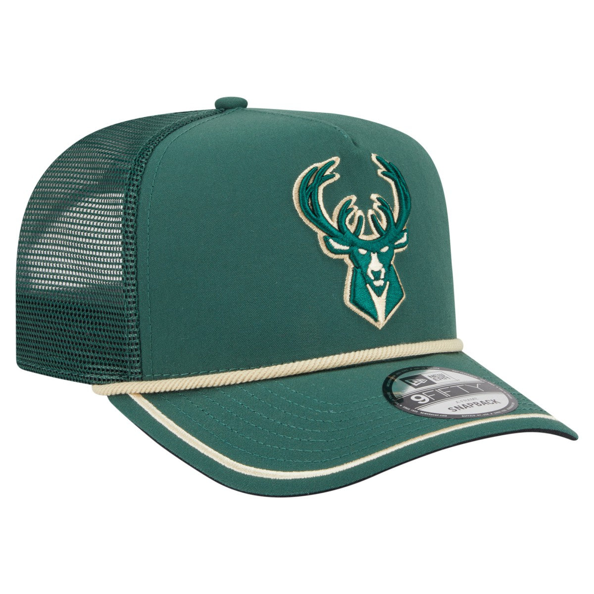 Milwaukee Bucks Vintage Team Rope A-Frame 9FIFTY Snapback Hat Hunter Green | New Era discount