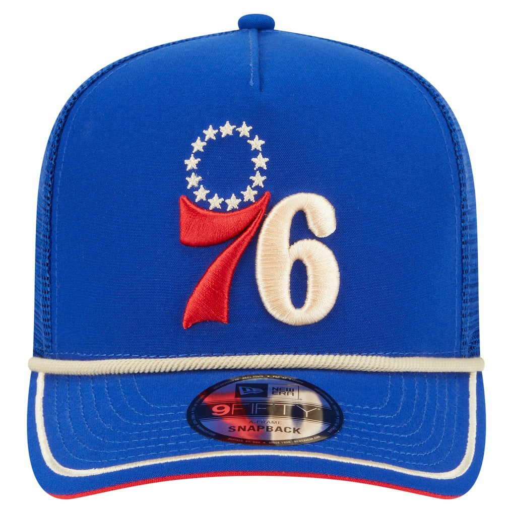 Philadelphia 76ers Vintage Team Rope A-Frame 9FIFTY Snapback Hat Royal | New Era Near Me
