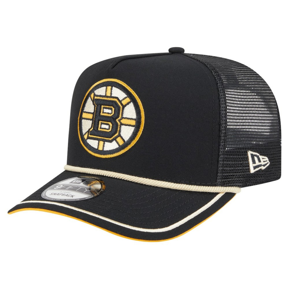 Boston Bruins New Era Vintage Team Rope A-Frame 9FIFTY Snapback Hat - Black - NHL 202620645